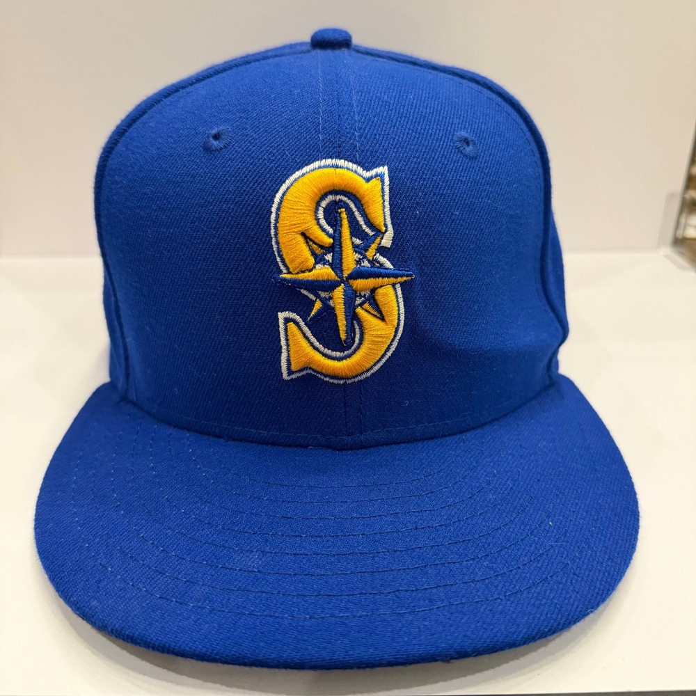 New Era Seattle Mariners MLB Mens 7 3/8 Blue 59FIFTY Fitted On-Field Cap‎ Hat